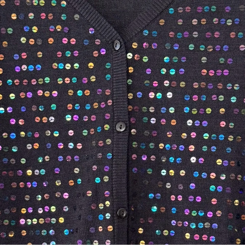 Diane Gilman Black Silk Sequin Cardigan